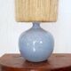 Blue ceramic lamp, hemp lampshade, 60s