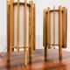 Ib fabiansen wooden space age table lamps by fog and mørup - denmark - 1960s