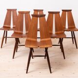 Ensemble de 6 chaises par Risto Halme pour Isku, Finlande, 1960, design scandinave