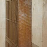 Vintage Robert Mouseman Thompson oak display cabinet with shelves and lighting.