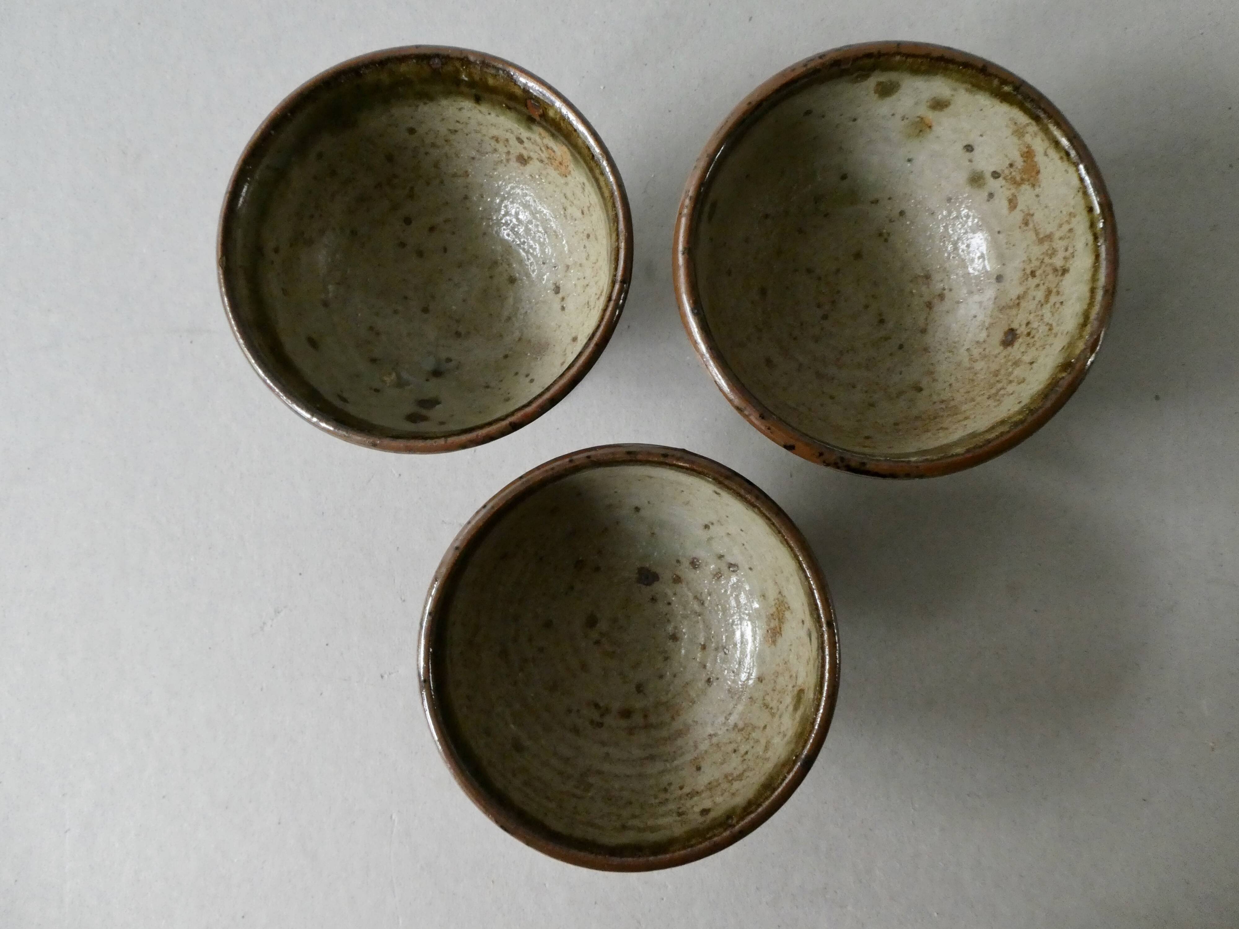 Lot de 3 coupes en grès pyrité, années 70/80
