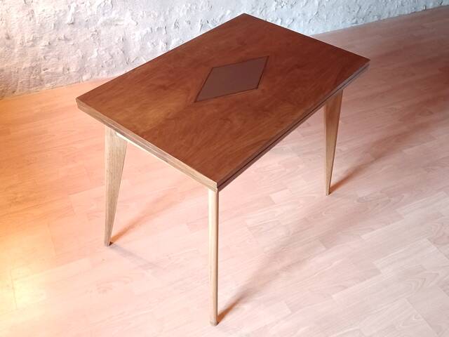 Vintage 60s style portfolio table with compass legs, renovated