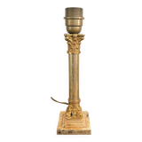 Antique Column Candle Holder Lamp Golden Brass Empire Corinthian Neo-Classical