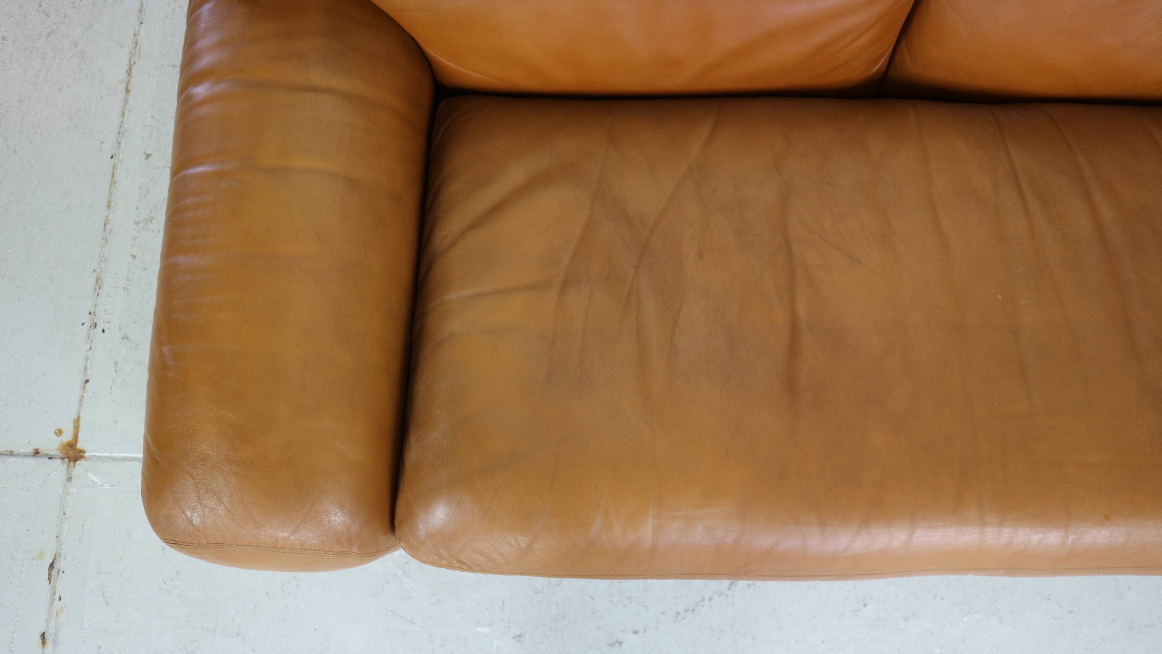 Cini Boeri Cognac Leather 2 Seater "Bengodi" Sofa For Arflex, 1970 Italy