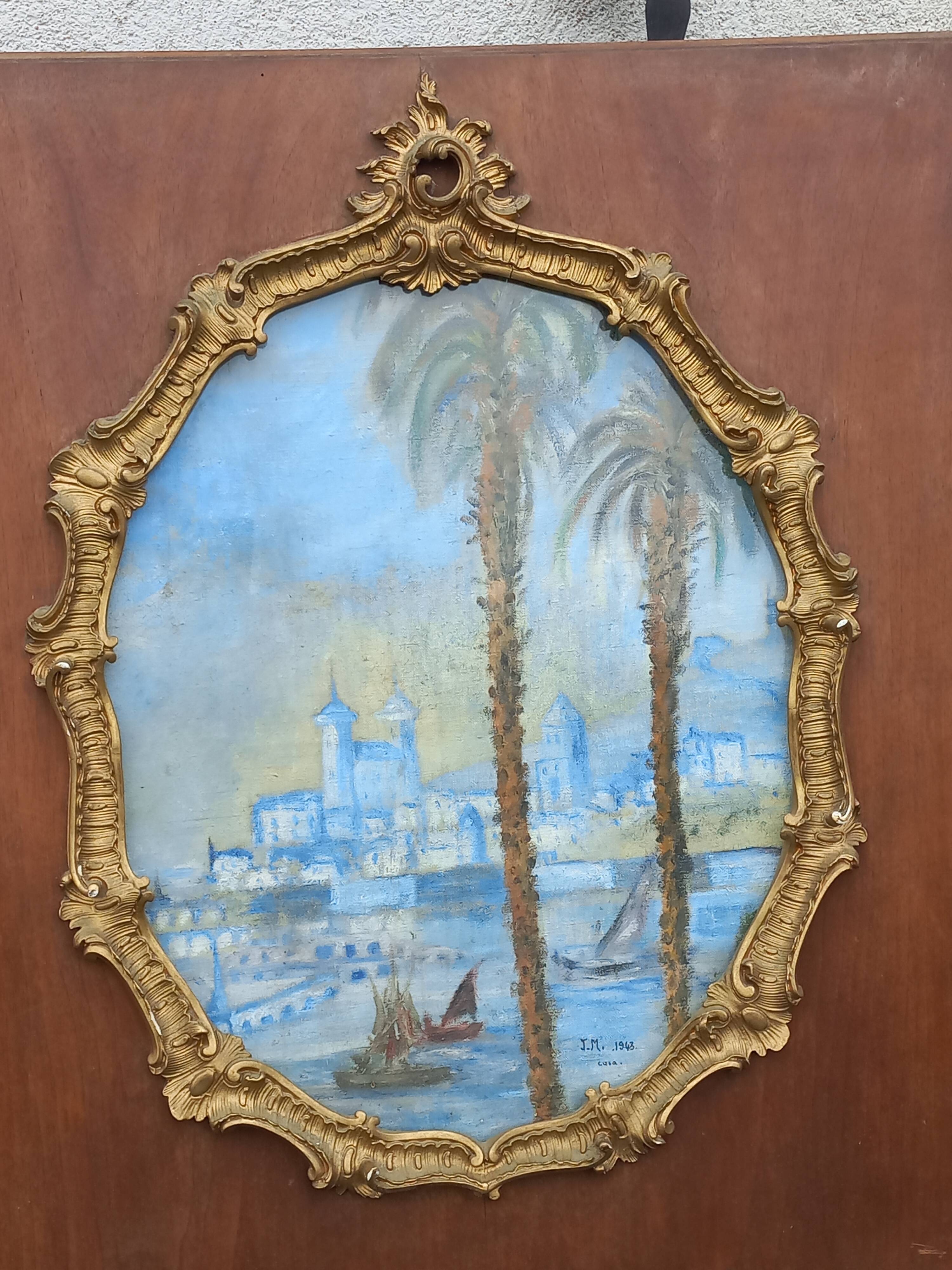 Orientalist oil on canvas, Casablanca, 1943, monogrammed J.M.