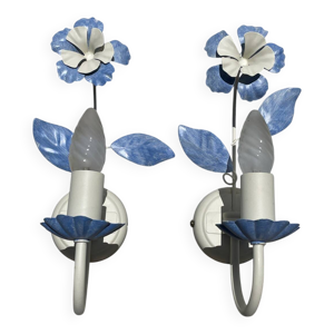 Paire d’appliques fleurs - blanc