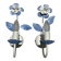 Pair of blue metal floral wall lights