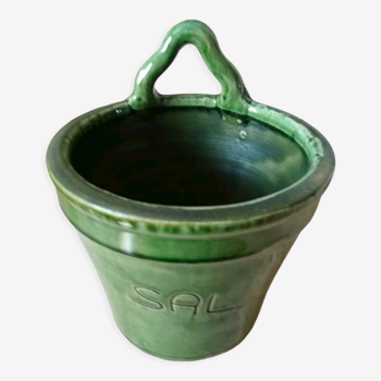 Pot à sel mural en céramique verte