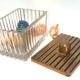 Art Deco Cake Box / Jewelry Box / Candy Box in Glass and Metal