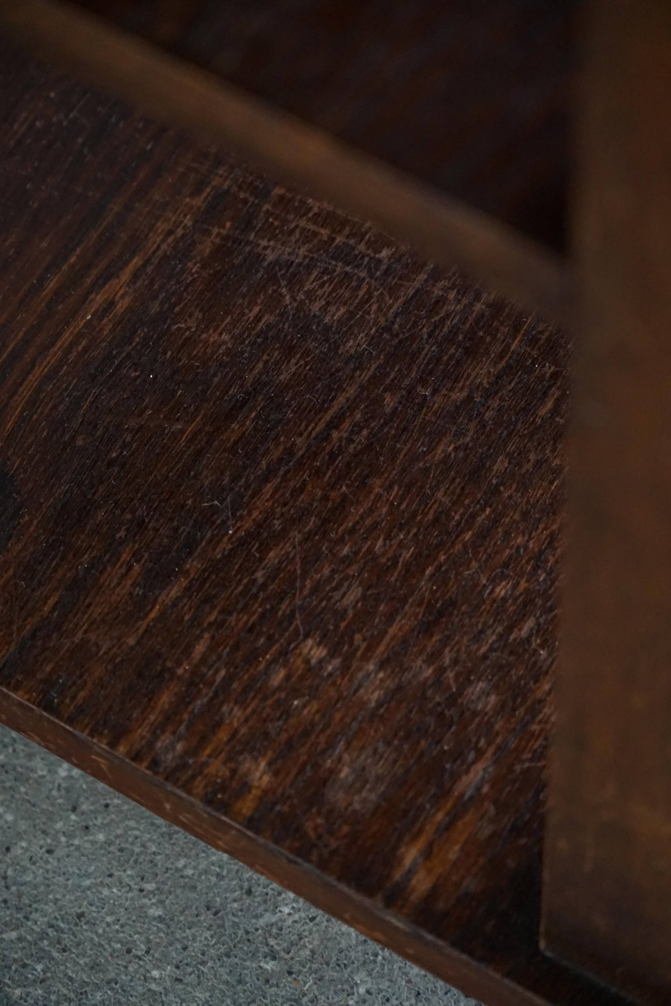 Art Nouveau, round side table with floral glass top, Danish cabinetmaker, 1920s