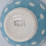 3 small vintage bowls digoin sarreguemines with polka dots pastel colors pink blue