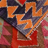 3x12 Kilim Red & Purple  Runner Rug, 102x355Cm