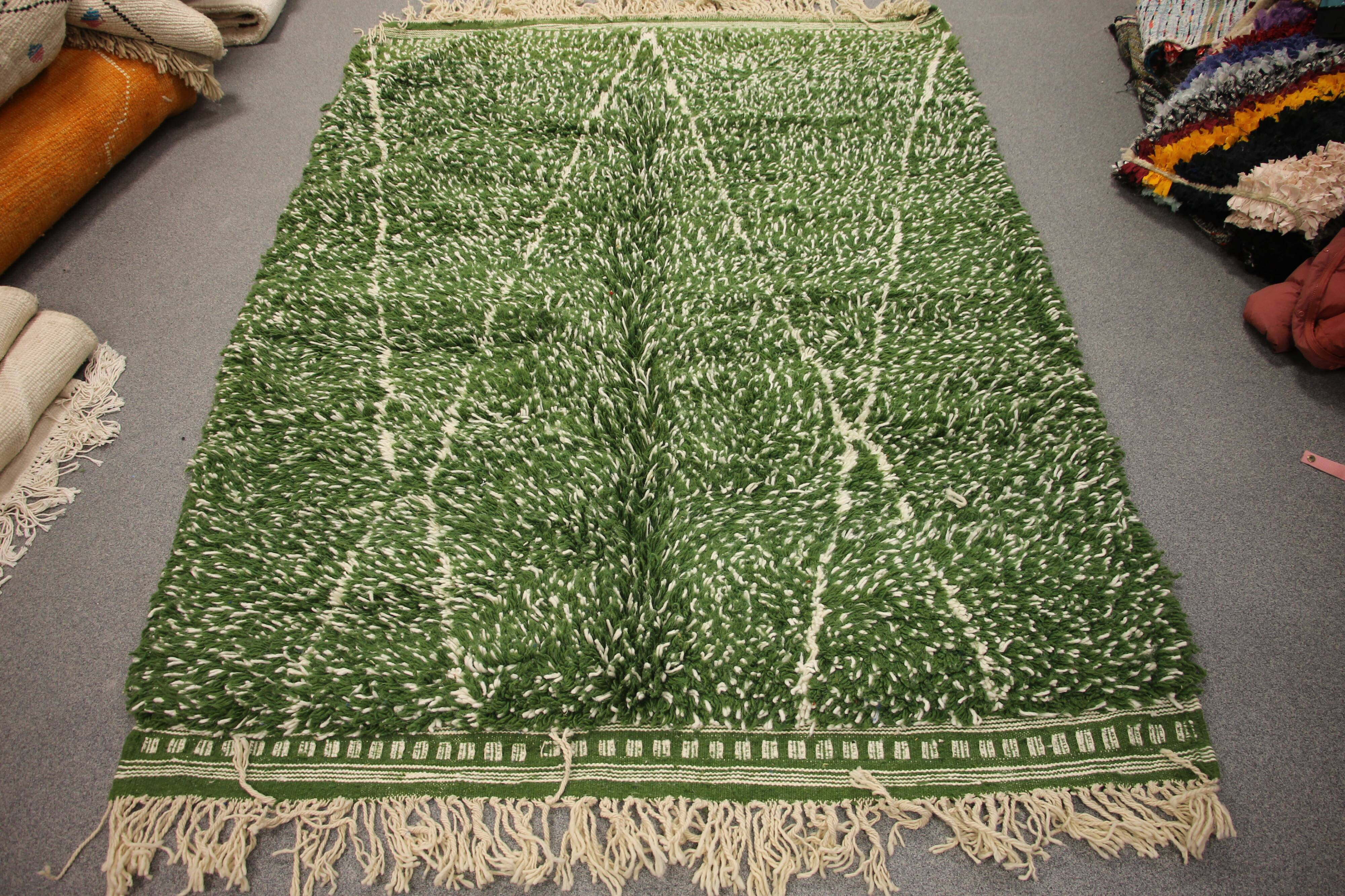 Berber carpet Beni Ouarain unique plant green 170x272cm