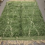 Tapis berbère beni ouarain vert végétal unique 170x272cm