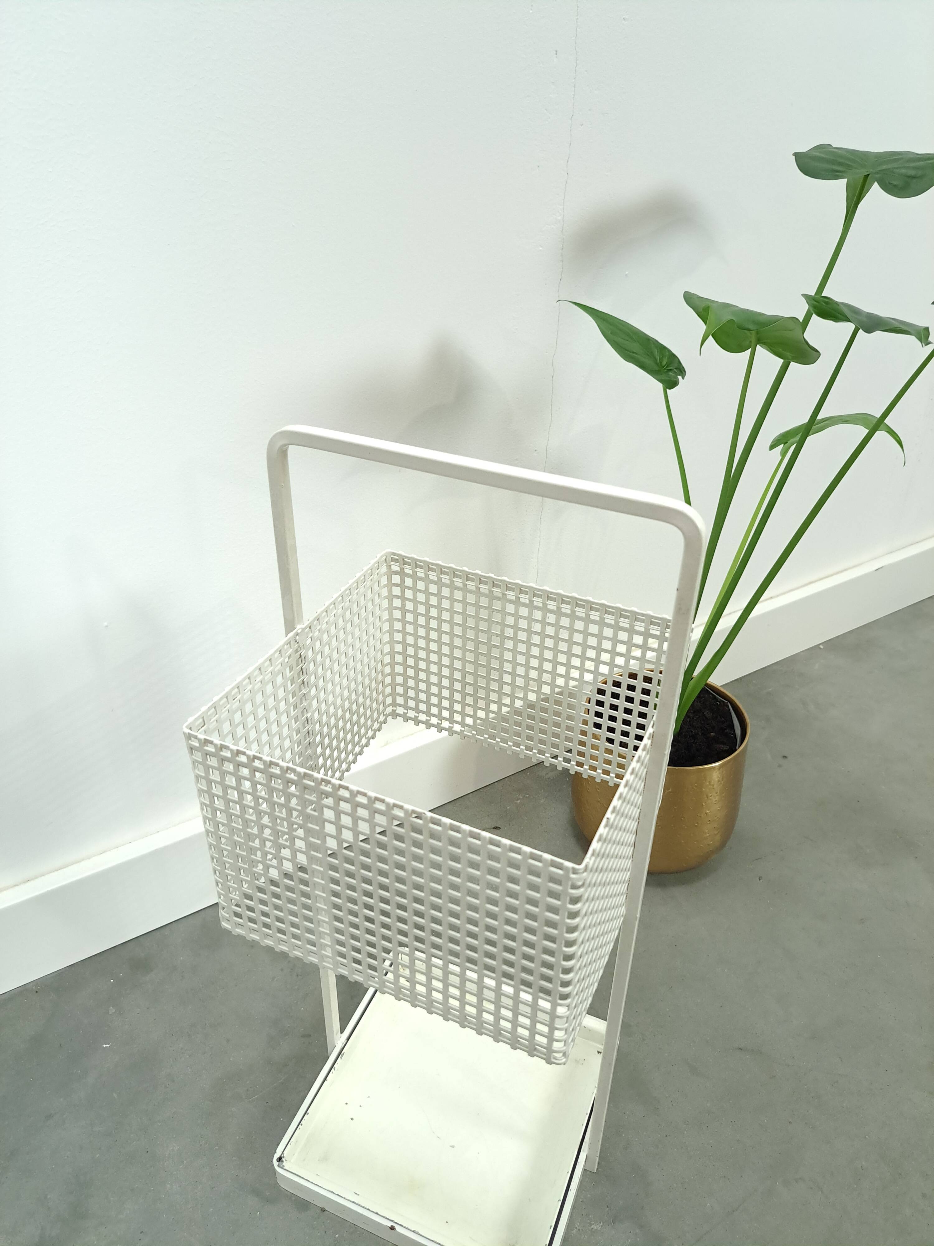 White metal vintage umbrella holder, umbrella stand