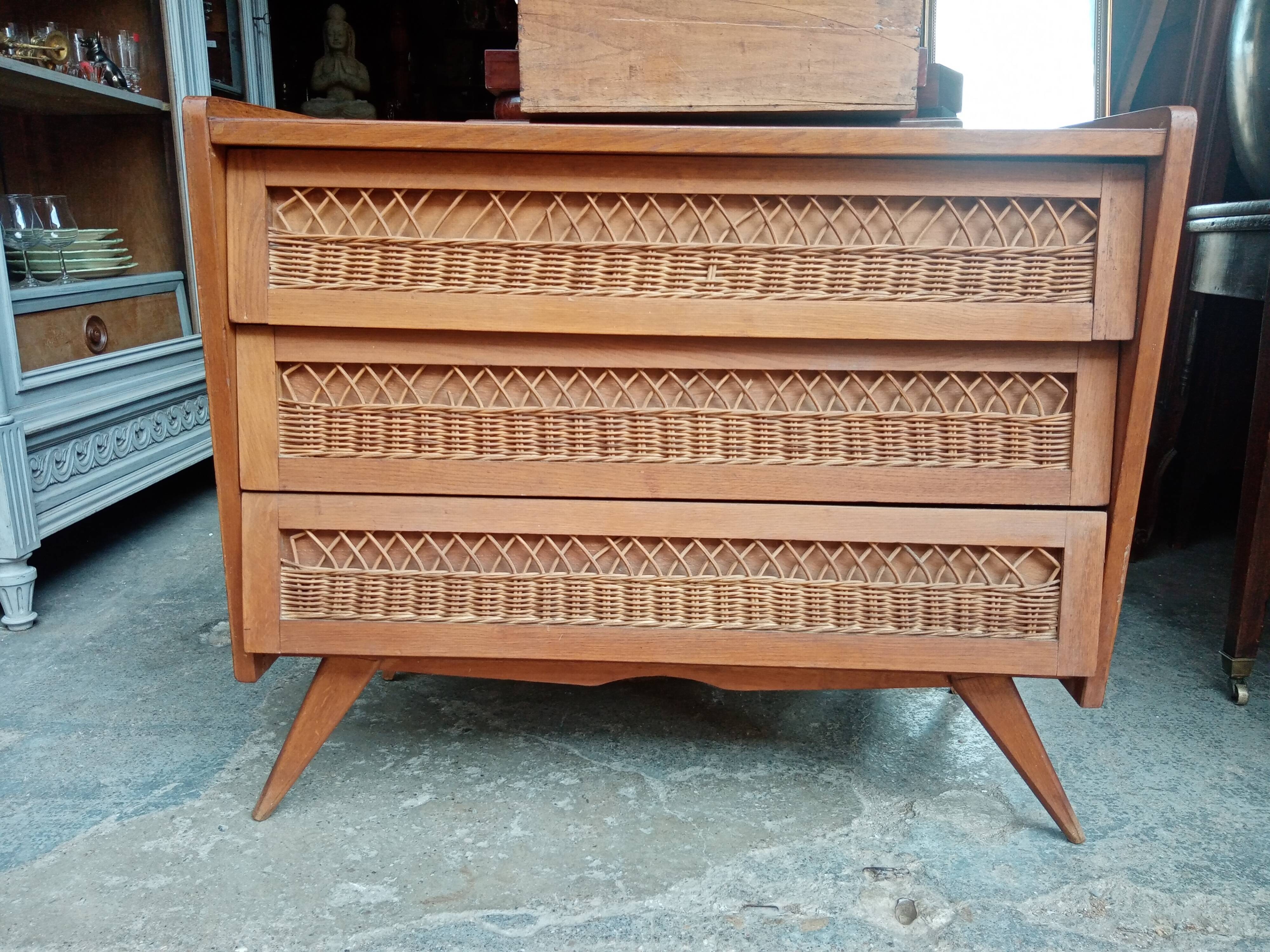 Chest of drawers vintage foot compass 3 drawers