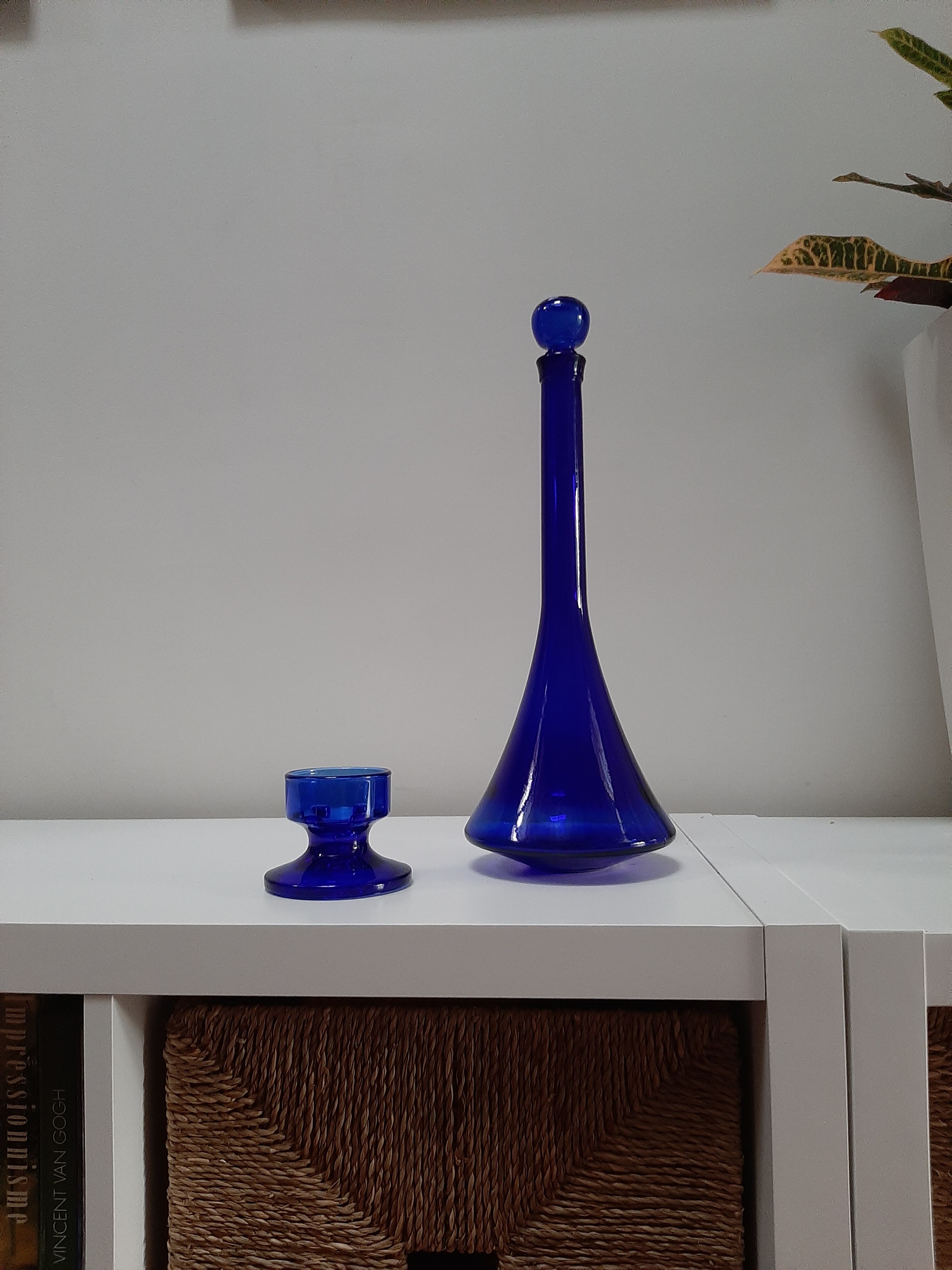 Blue glass decanter