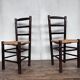 Paire de chaises brutaliste bois paille