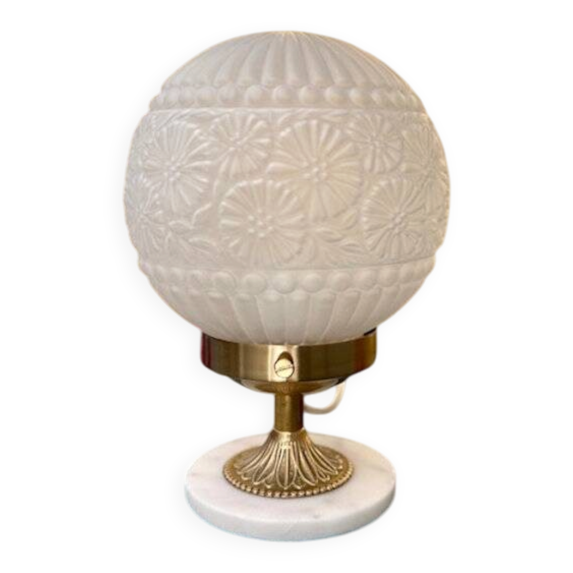 Art Deco lamp from the 1930s with a floral globe.