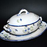 Oval sugar bowl in creil terrece montereau model barbeau blueberry 19th century