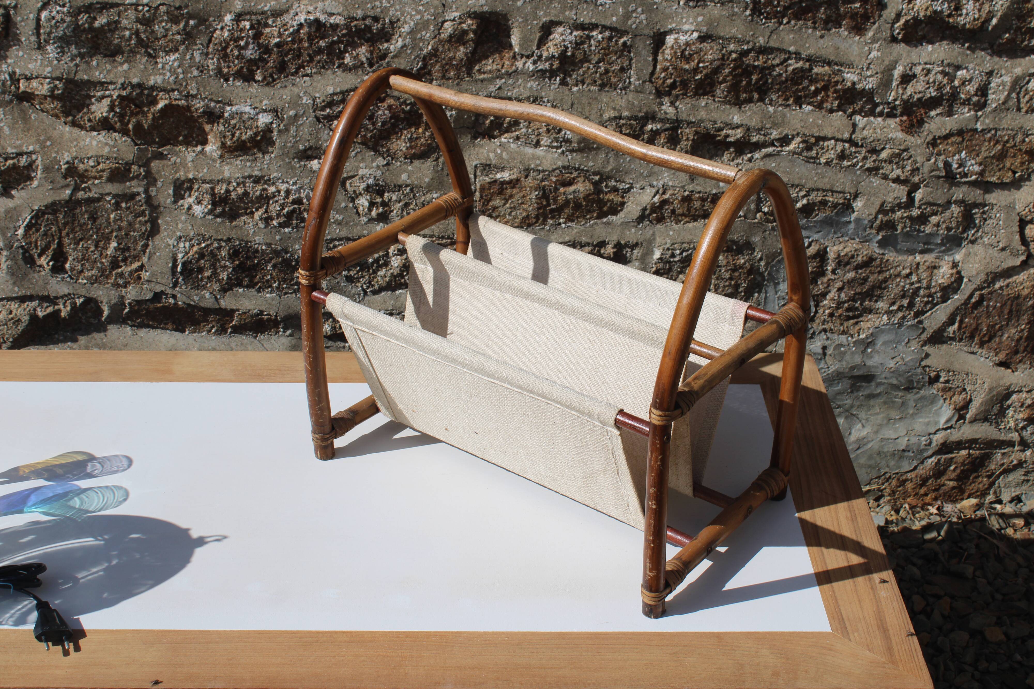 Rattan and jute magazine door