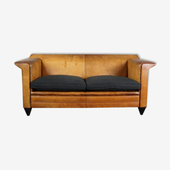 Art Deco Leather Sofa by Bart Van Bekhoven, 2.5 Seater