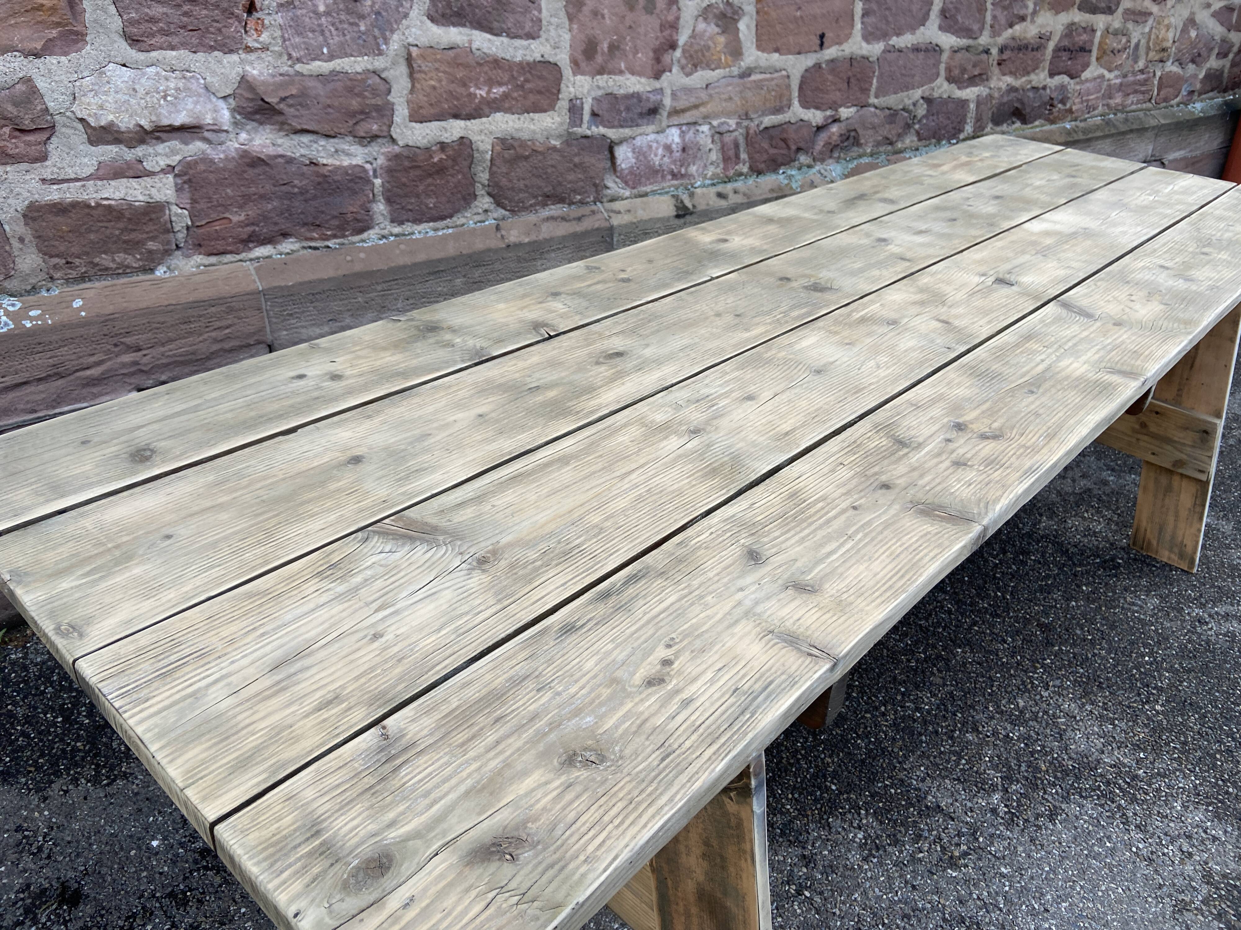 Large country farm table 240 cm in raw natural wood brewery fir