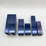 Modular metal vases – petrol blue, 1980s