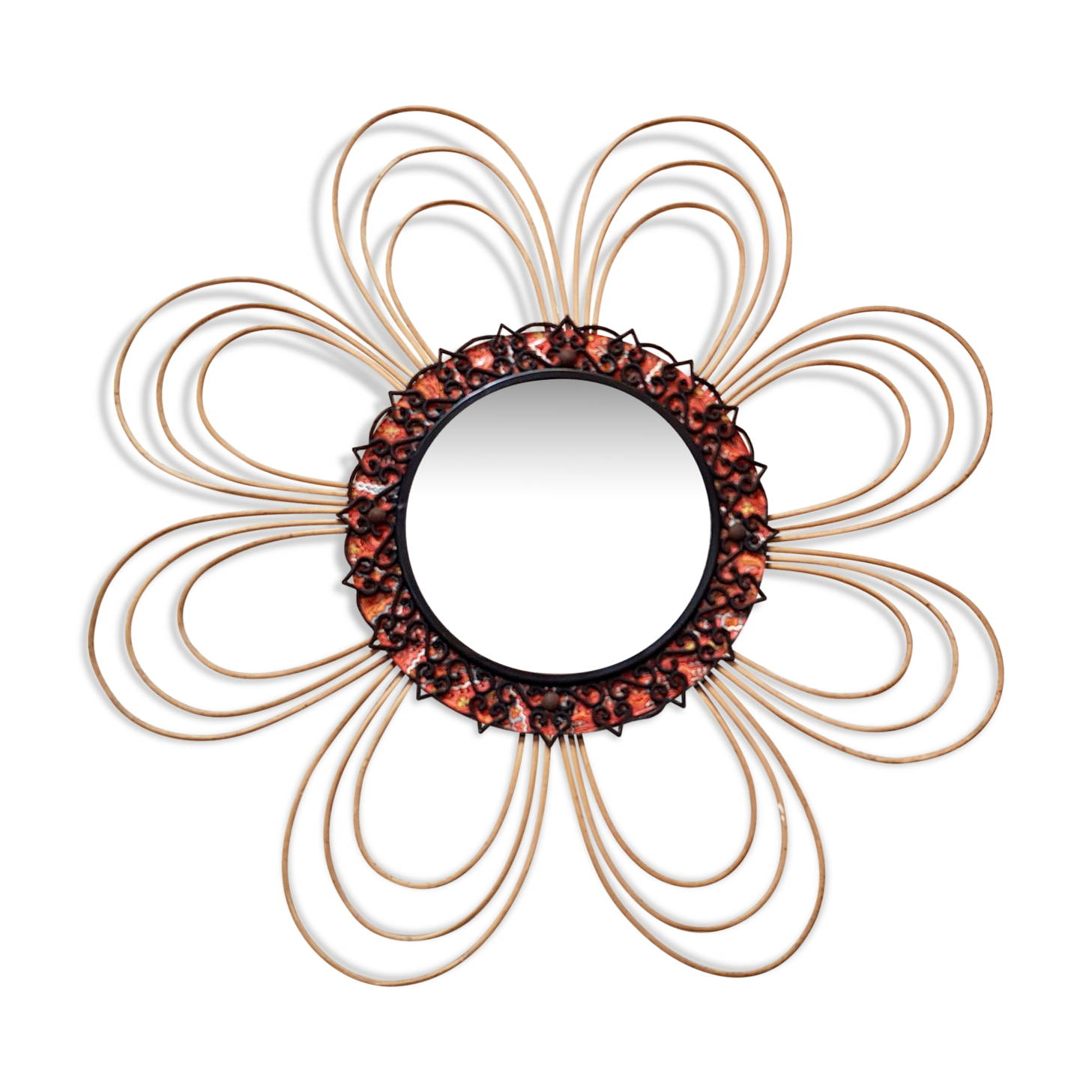 Vintage wicker mirror