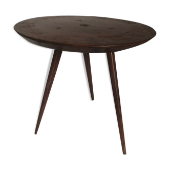 Coffee table tripod round wood vintage 1950 - 35 cm