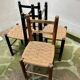 Chaise Italienne Vintage Bois Brut Corde Tressée Artisanale