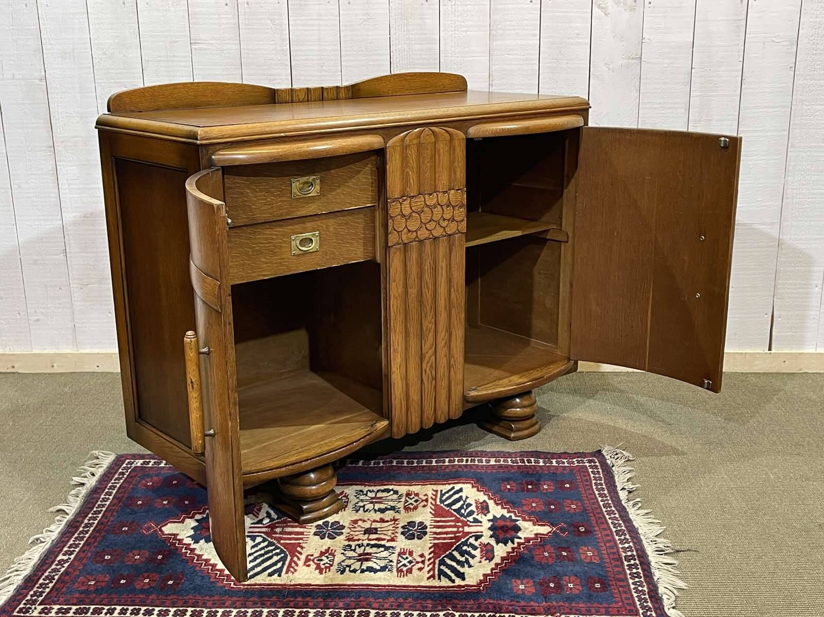 1950s English Art Deco oak sideboard