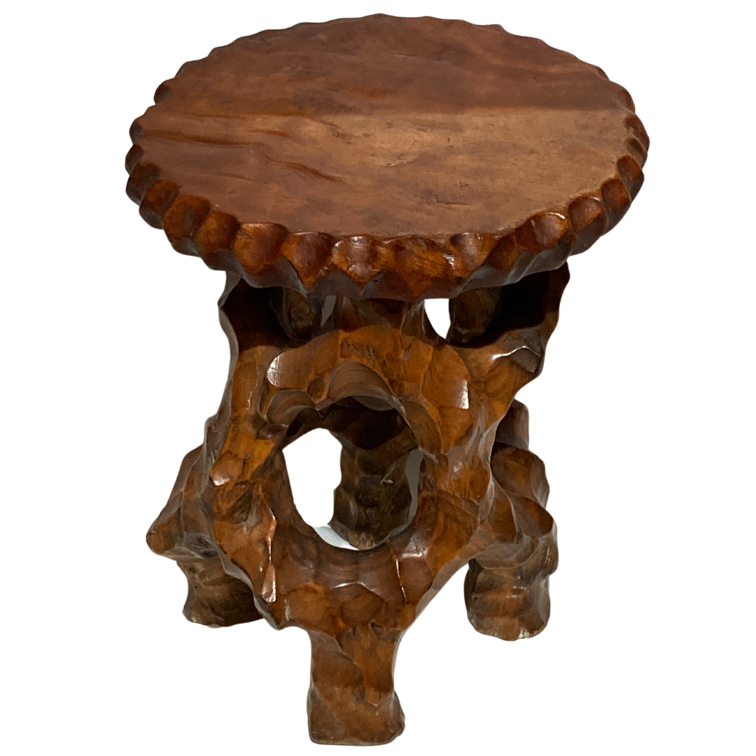 Organic biomorphic wabi sabi brutalist side table or stool