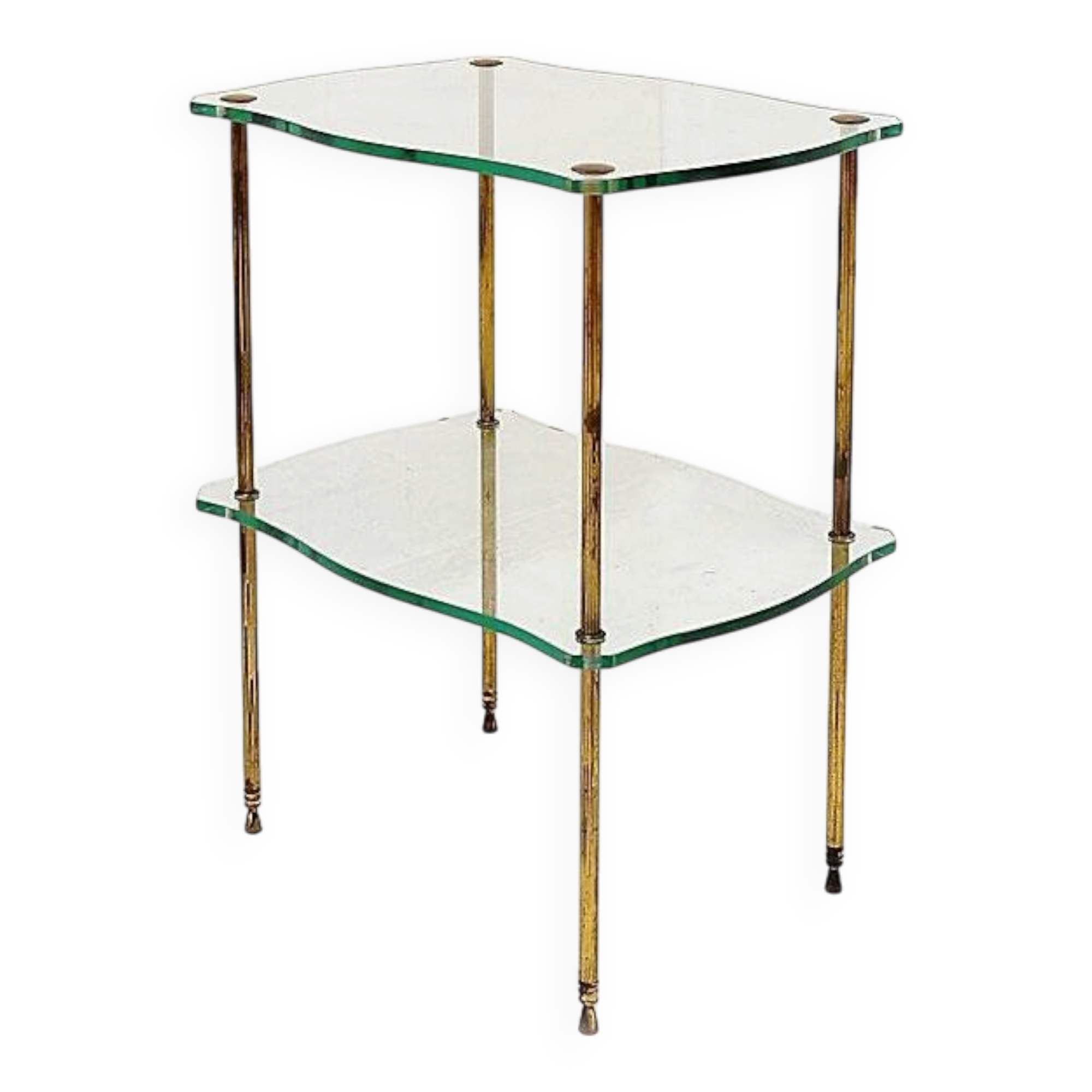 Brass side table with double glass top Maison Jansen Style - Circa 1940