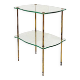 Brass side table with double glass top Maison Jansen Style - Circa 1940