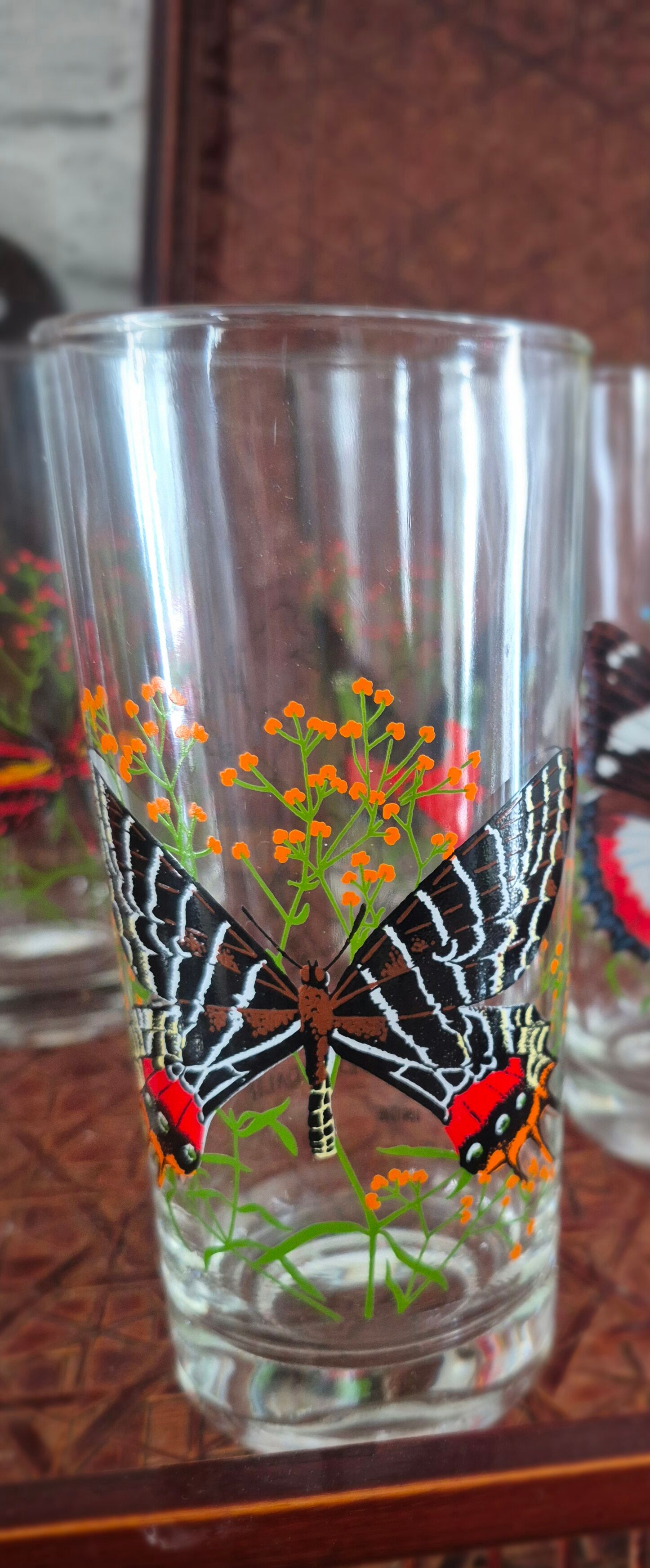 Set of 10 butterfly glasses from the Reims glassworks, vintage.