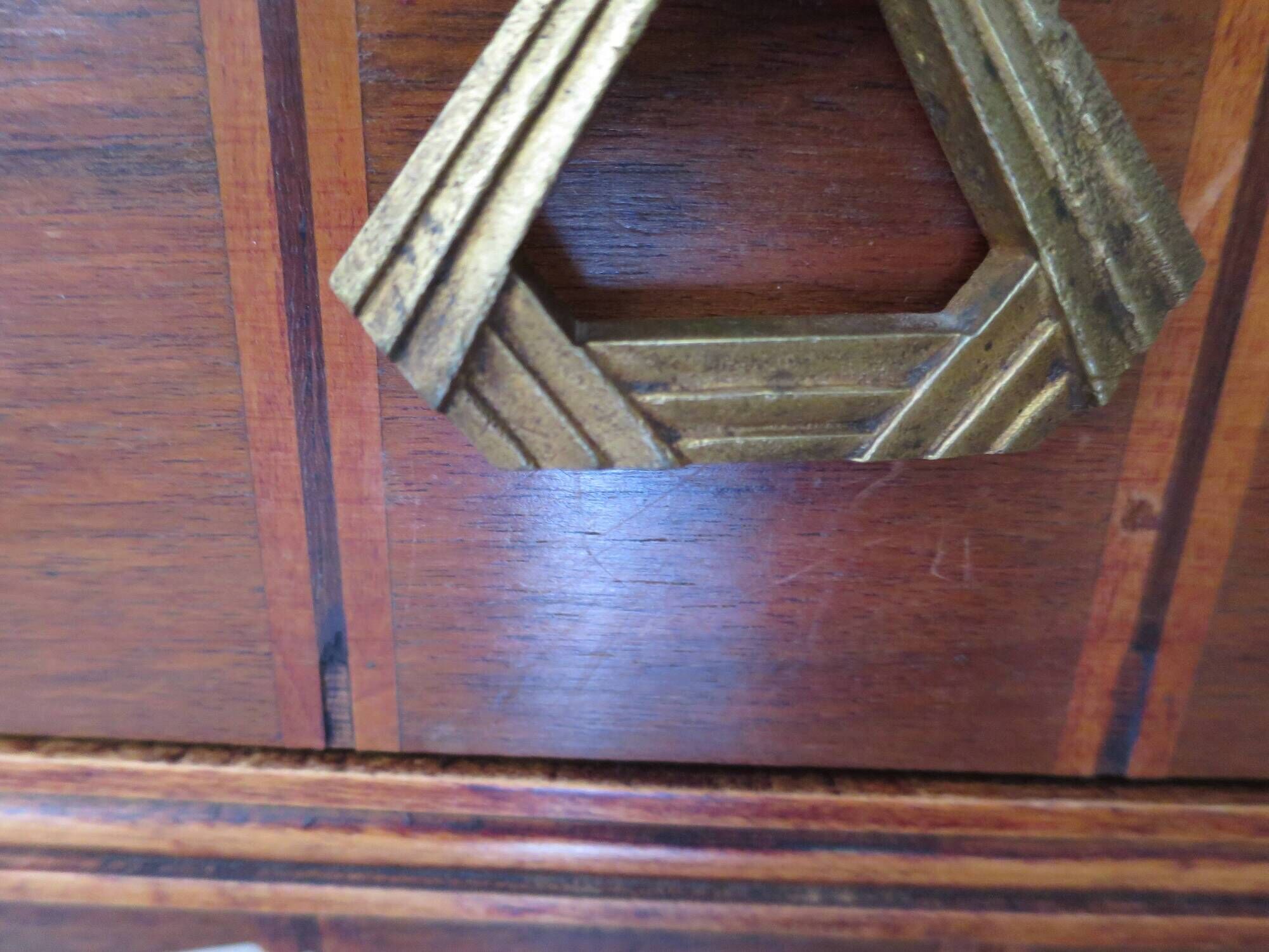 Art Deco chest of drawers - 4 drawers - locks - checkered wood veneer top - 50s