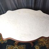 Violin table in mahogany and marble, 19th century