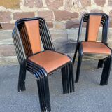 Chaise d'école vintage simili cuir 1960