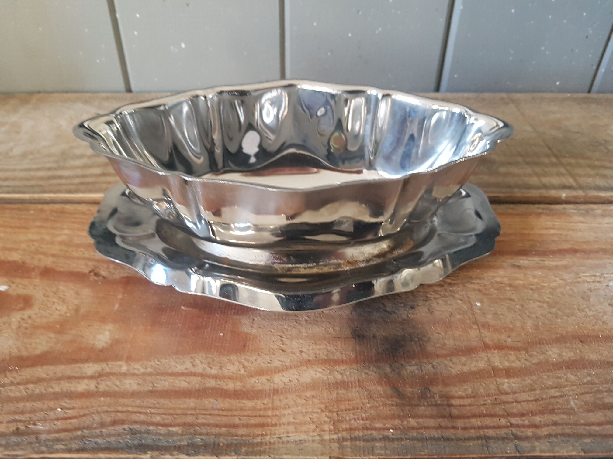 Vintage stainless steel gravy boat