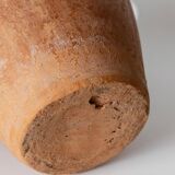 Vintage terracotta amphora vase from the early 19th century, handmade Italian jug with two handles.