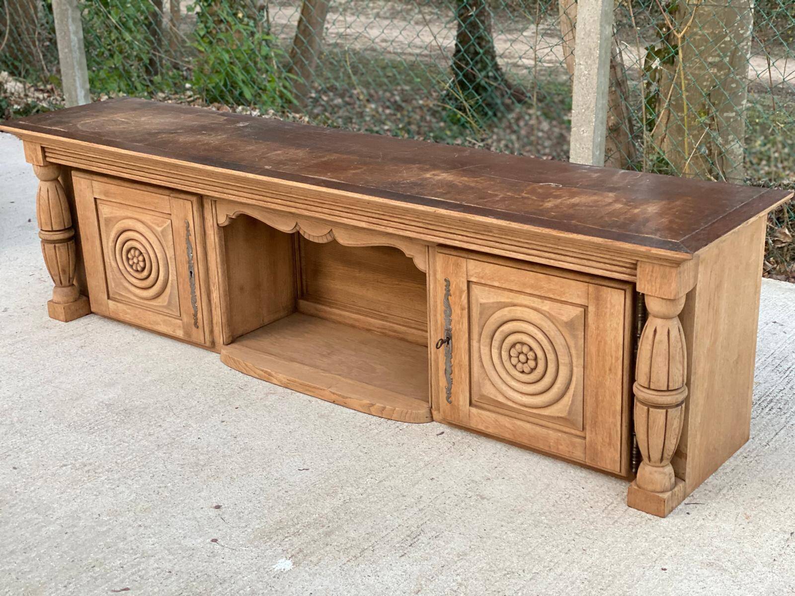 2-part Breton sideboard renovated in solid raw oak 200cm