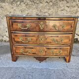 Louis xv 3-drawer chest of drawers in marquetry and bronze marble top