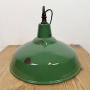 Industrial British Green Enamel Factory Pendant Lamp, 1960s