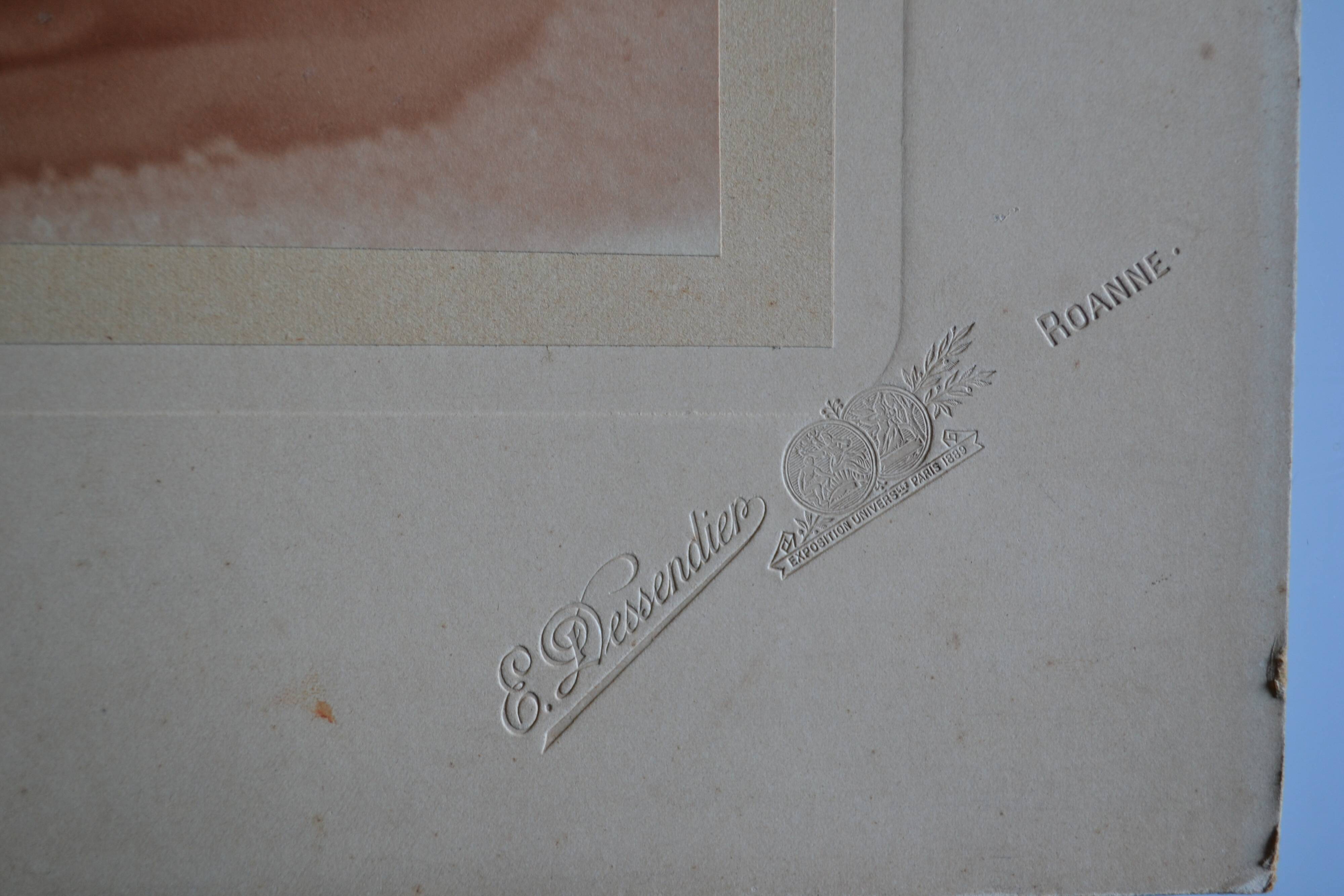 Old albumen print photo by Émile Dessendier in Roanne in 1911