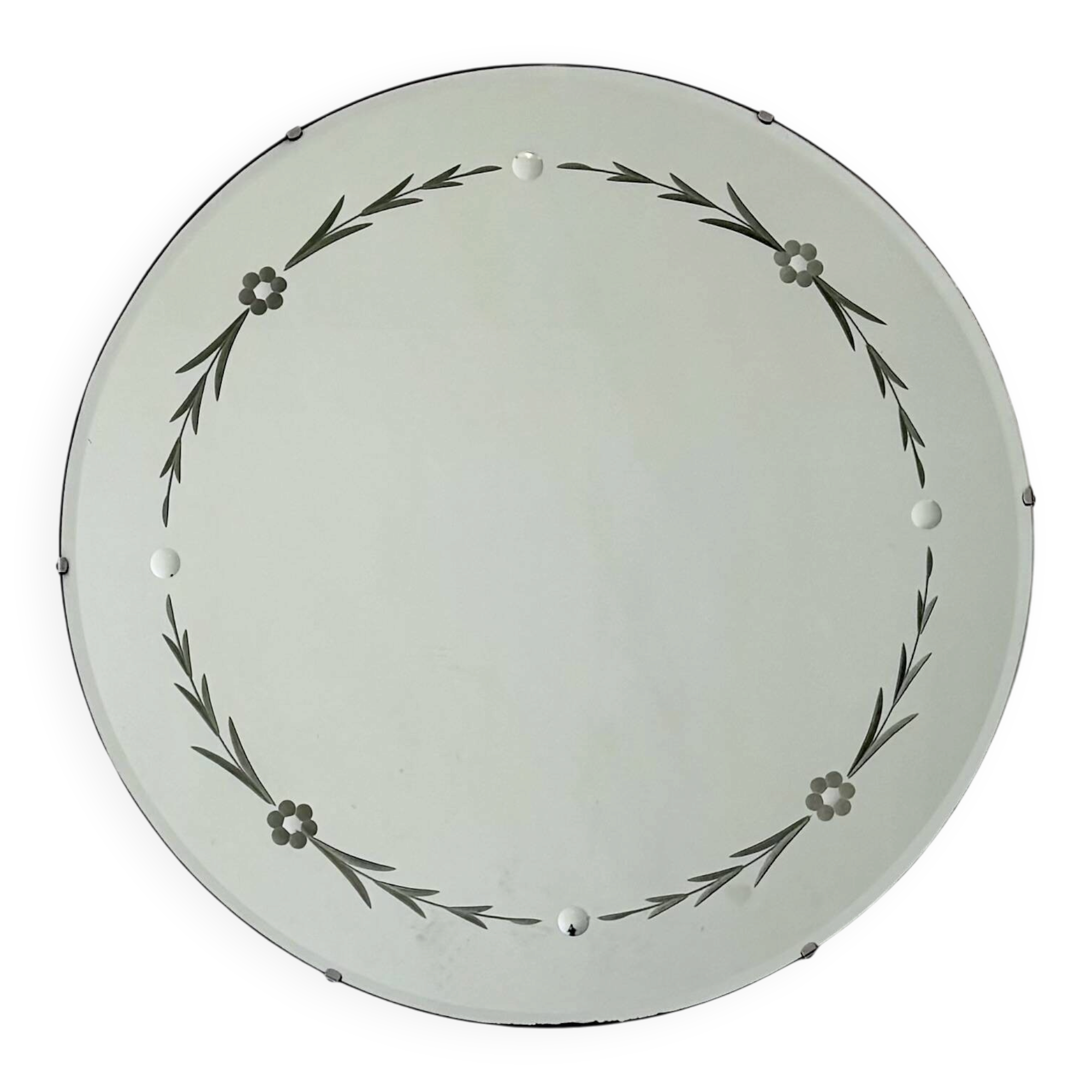 Miroir rond vintage sans cadre avec biseau