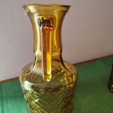 Italian glass pitcher accompanied by its 6 glasses