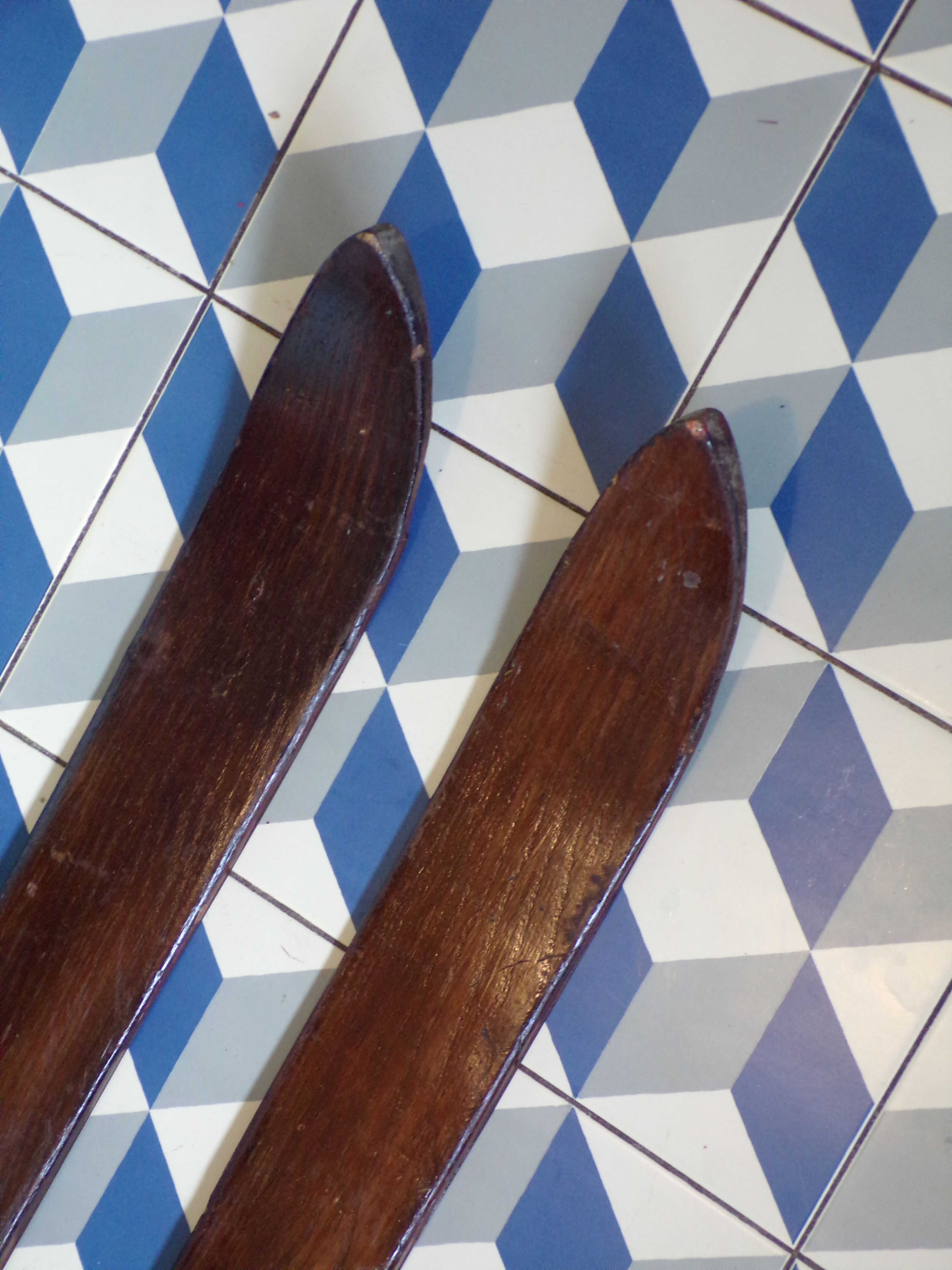 Pair of vintage wooden skis