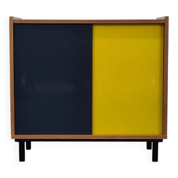 Vintage furniture with coloured glass.