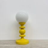 Mid-century design yellow table lamp with glass globe, 1970s